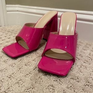 Bright Pink Faux Patent Heels
